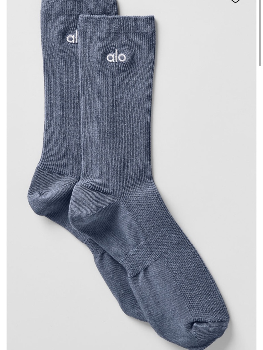 NWT ALO Unisex Half-Crew Understated Sock, Bluestone, size S
